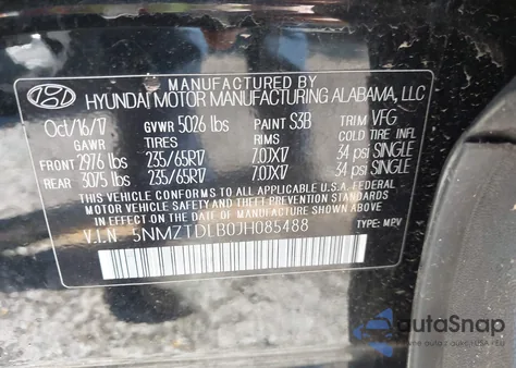 2018 Hyundai Santa Fe Sport 2.4L from USA, damaged, VIN 5NMZTDLB0JH085488